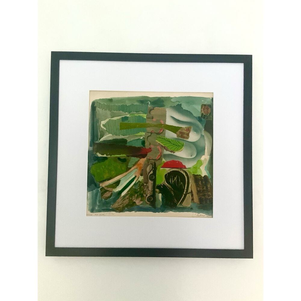 1969 MCM Original Mixed Media Pop Art Signed ‘Clutie II’ Framed 18x18 Collage